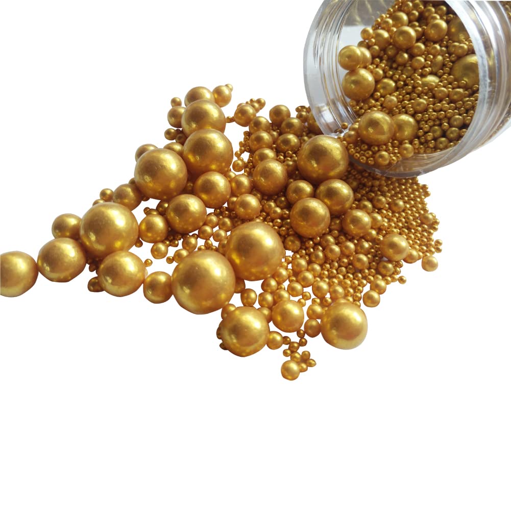Edible Gold Sugar Pearls Candy Sprinkles 120G/ 4.23Ounce Baking Cake Sprinkles Cupcake and Cake