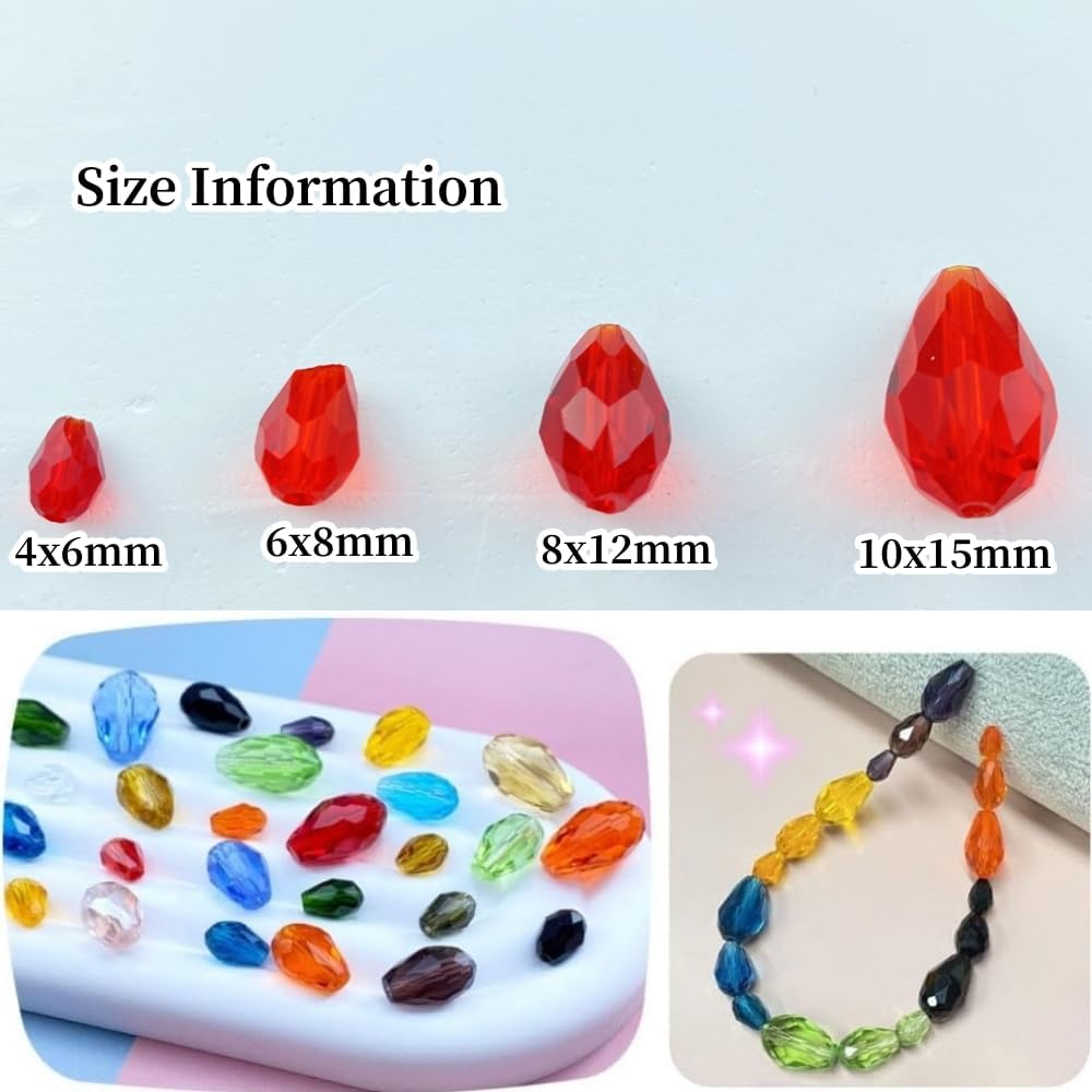 50pcs 10x15mm Teardrop Crystal Glass Beads Vertical Hole Faceted Glass Teardrop Spacer Beads for