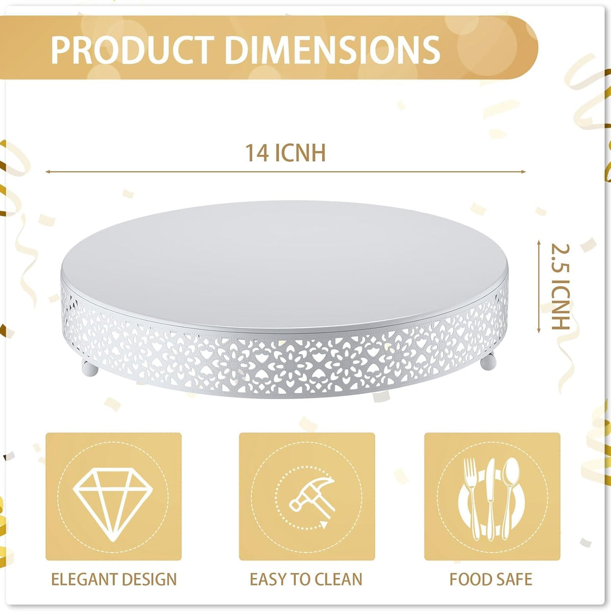 Wenqik Cake Stand 14 Inch Round Metal Cupcake Dessert Wedding Cake Stand Cookies Display Holder