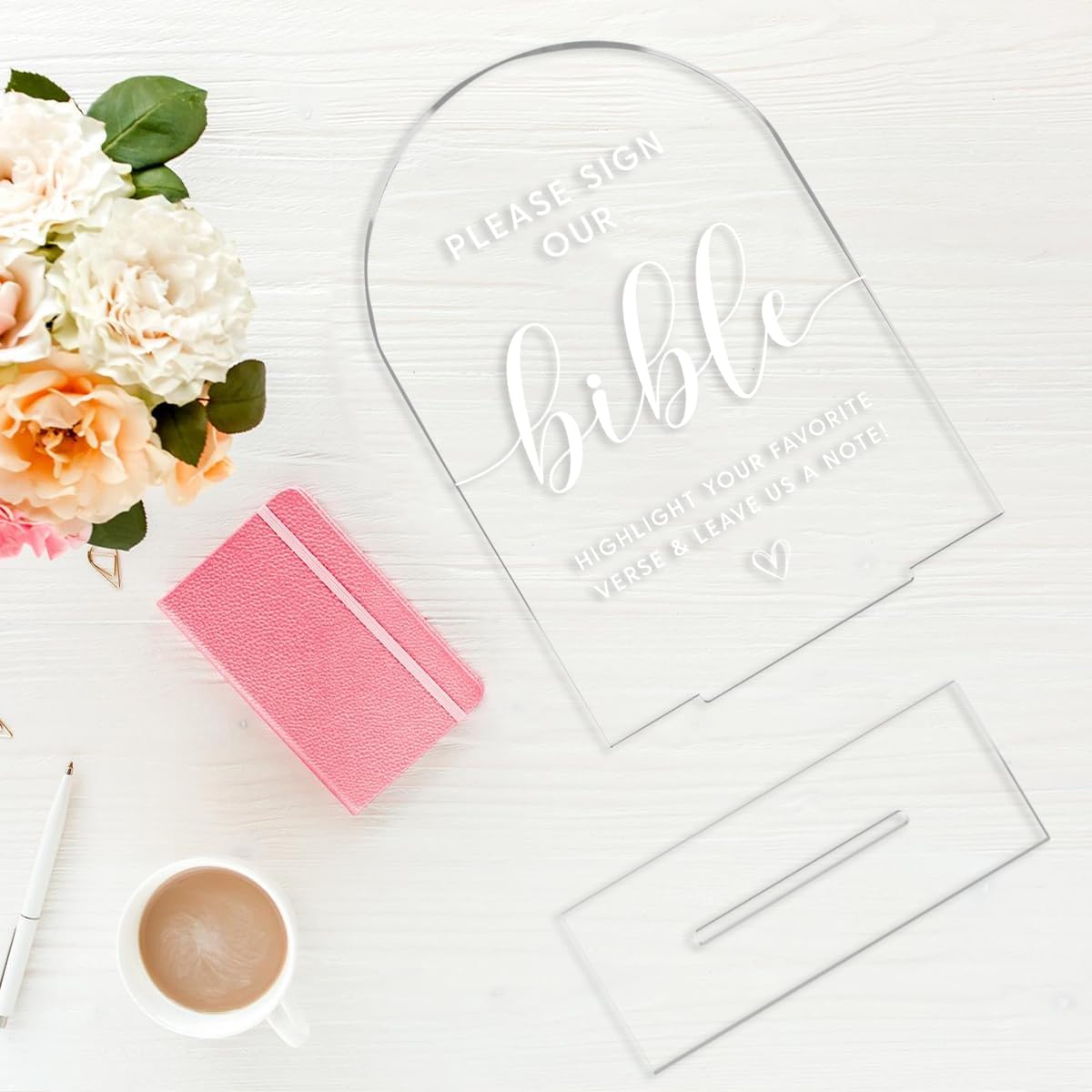 Wedding Decor，Bible Guestbook Sign,5 x 7 Inch Arch Acrylic Sign, Wedding Sign for Ceremony and