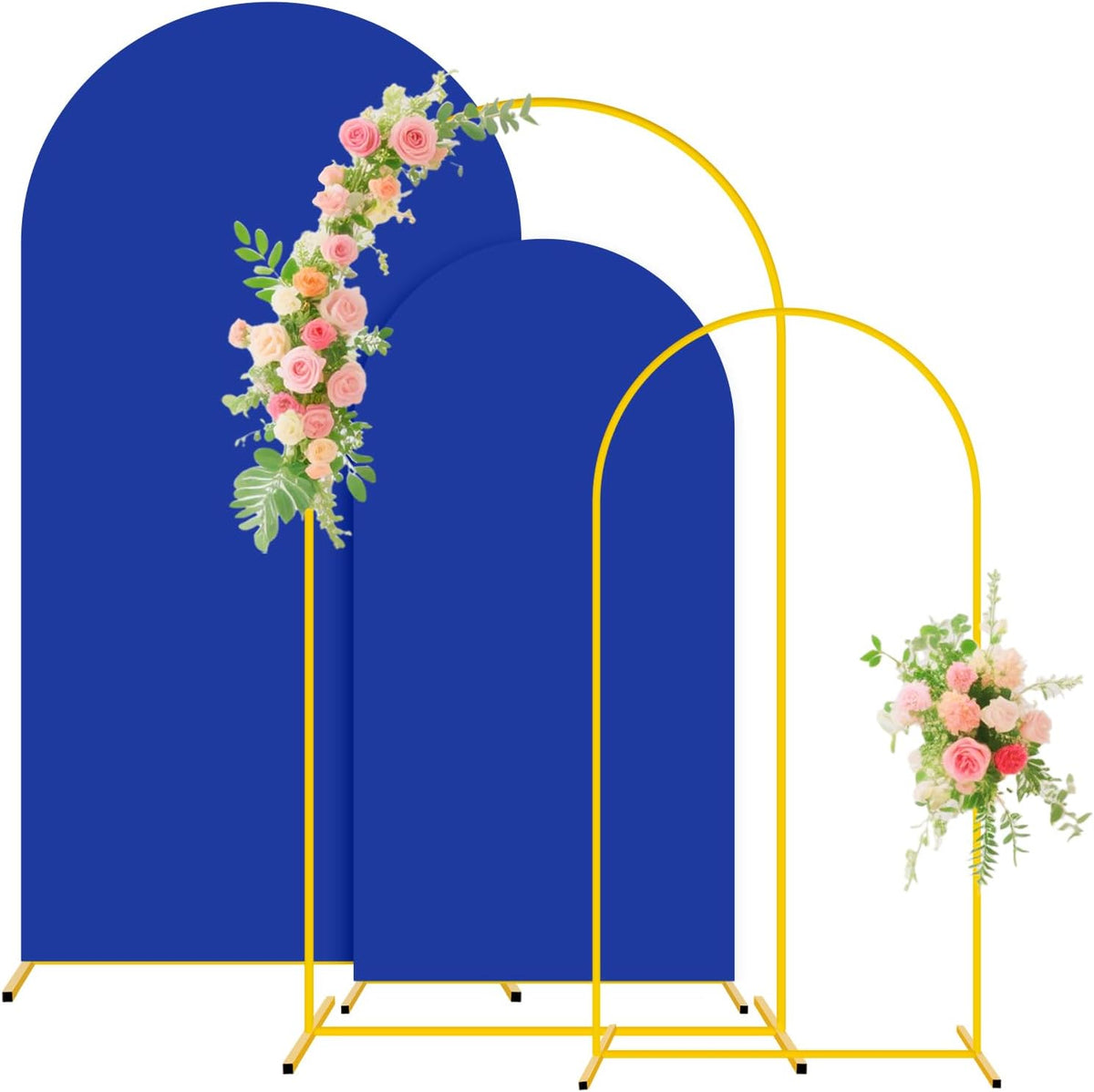 Metal Arch Backdrop Stand and Cover Set 7.2FT, 6FT Arch Stand and Cover Set of 2 Wedding Backdrop