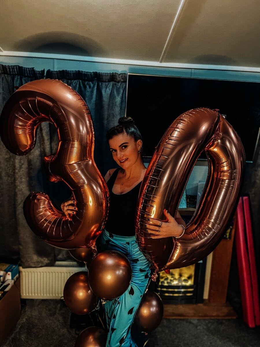 Large 40 Inch Coffee Brown 3 Number Balloon, 3 13 23 30 33 36 38 Dark Brown Birthday Party
