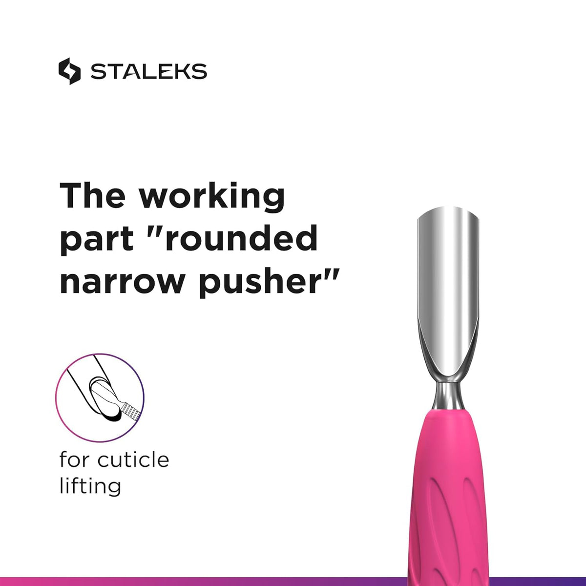 Staleks Manicure pusher Gummy with silicone handle UNIQ 10 TYPE 1 – Stainless Steel – Professional