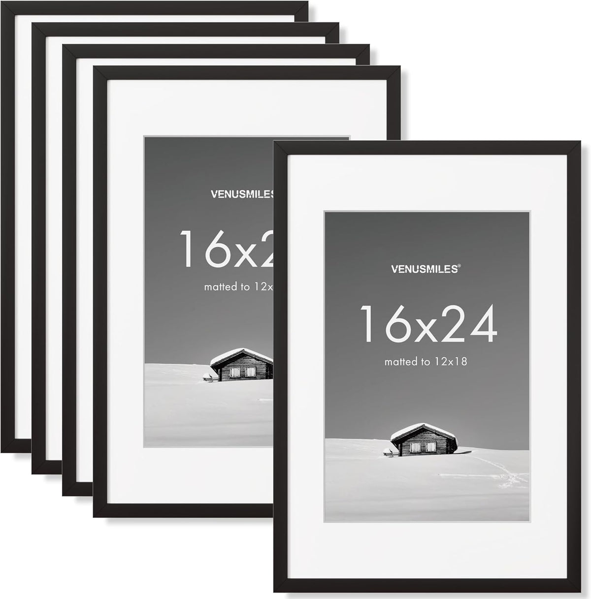 16x24 inch Picture Frame, 16x24 Photo Frames with 12x18 Removable Mat - High Definition Plexiglass
