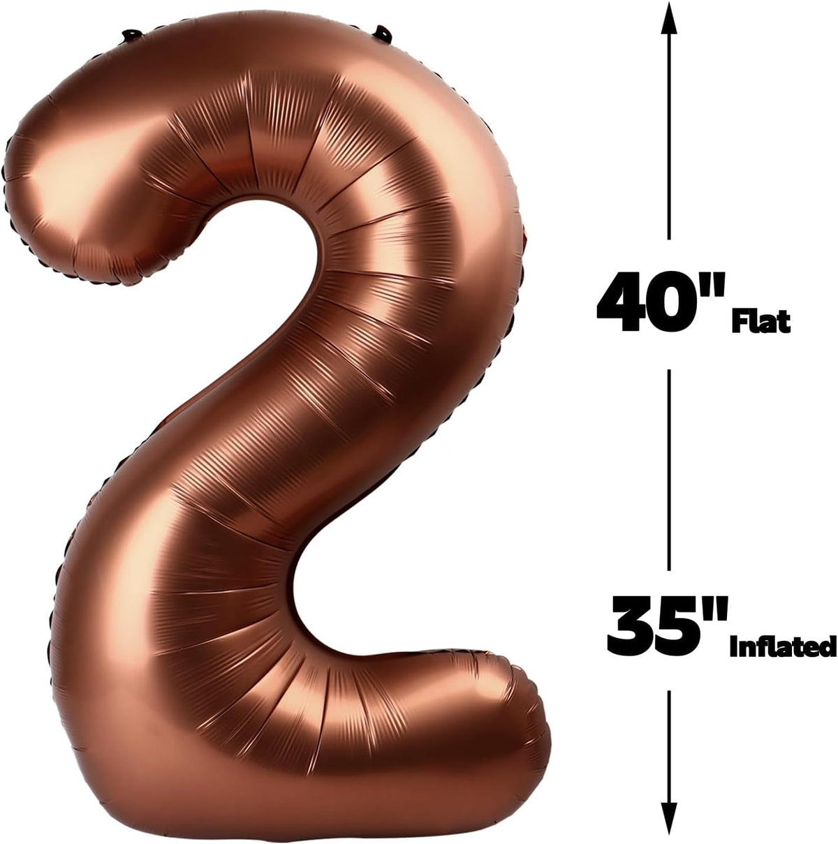 Big 40 Inch Coffee Brown 2 Number Balloon Birthday Decoration, Dark Brown Number 2 Helium Balloons