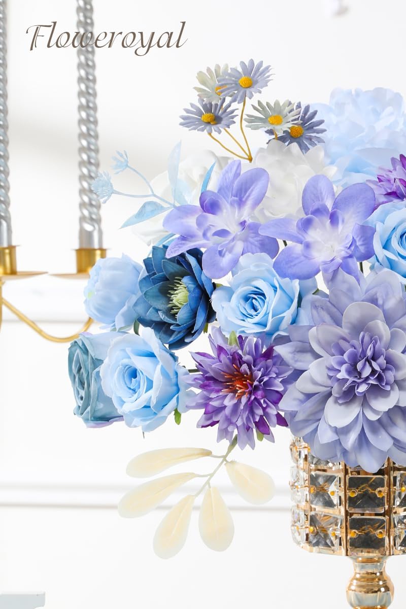 Floweroyal Artificial Flowers Combo Purple Flowers Mix Silk Flowers Dahlia Roses with Stems for DIY