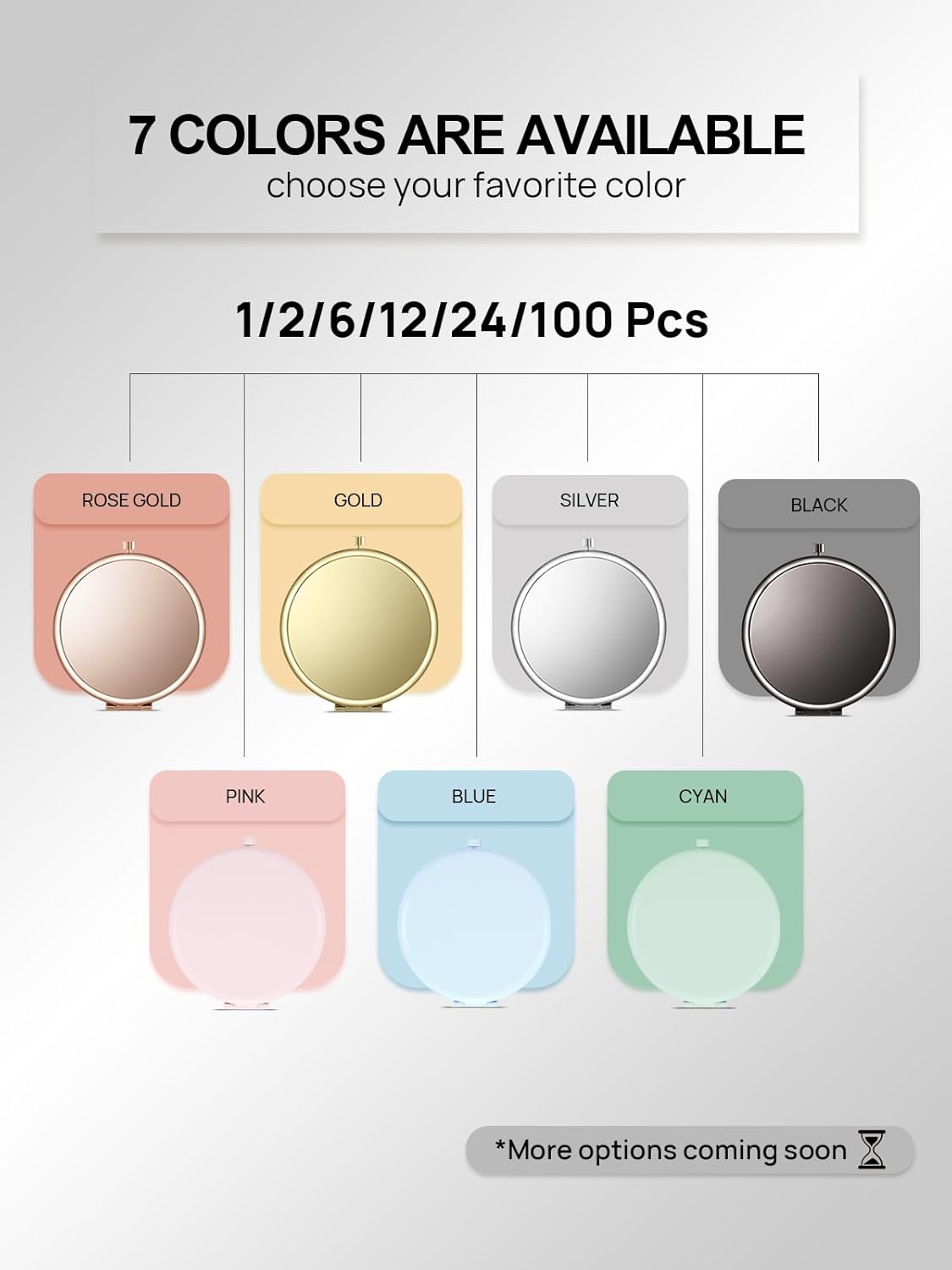Compact Mirror Bulk, Set of 2 Double-Sided 1X/2X Magnifying Purse Pocket Makeup Mirrors(Round, Rose