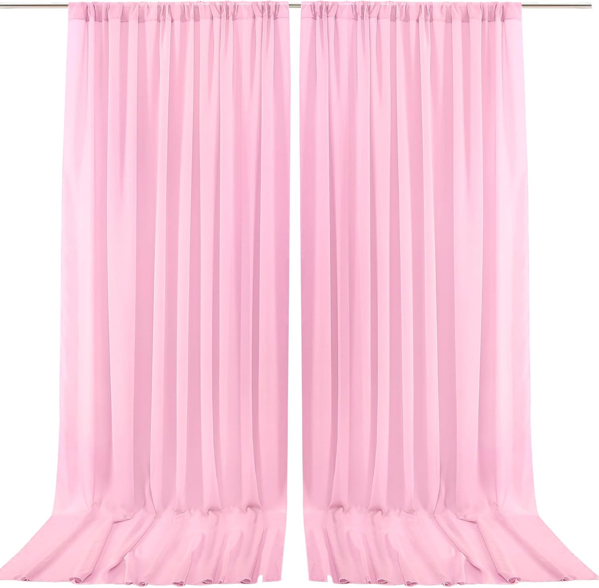 PARTISKY 10x10ft Pink Chiffon Sheer Backdrop Curtains, Wrinkle-Free Wedding Backdrop Drapes for