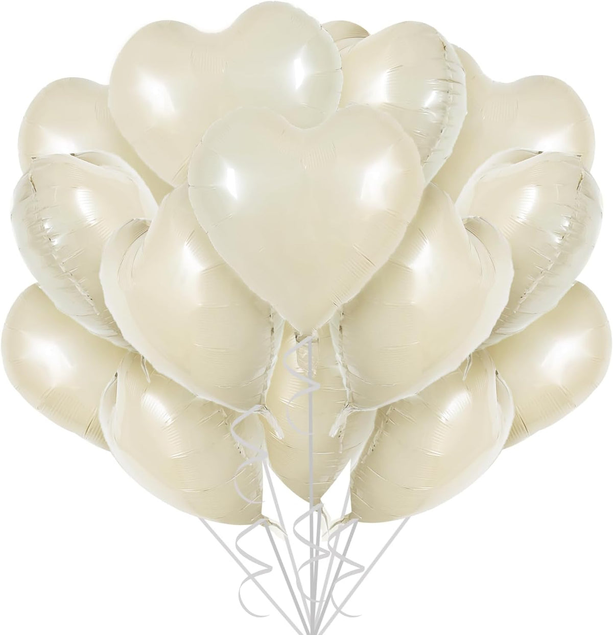 TONIFUL 30Pcs 18 Inch Cream White Heart Balloons Cream White Heart Shape Foil Mylar Balloons