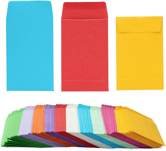 100 Pieces Colorful Small Coin Envelopes Self-Adhesive Seed Envelopes Mini Parts Small Items
