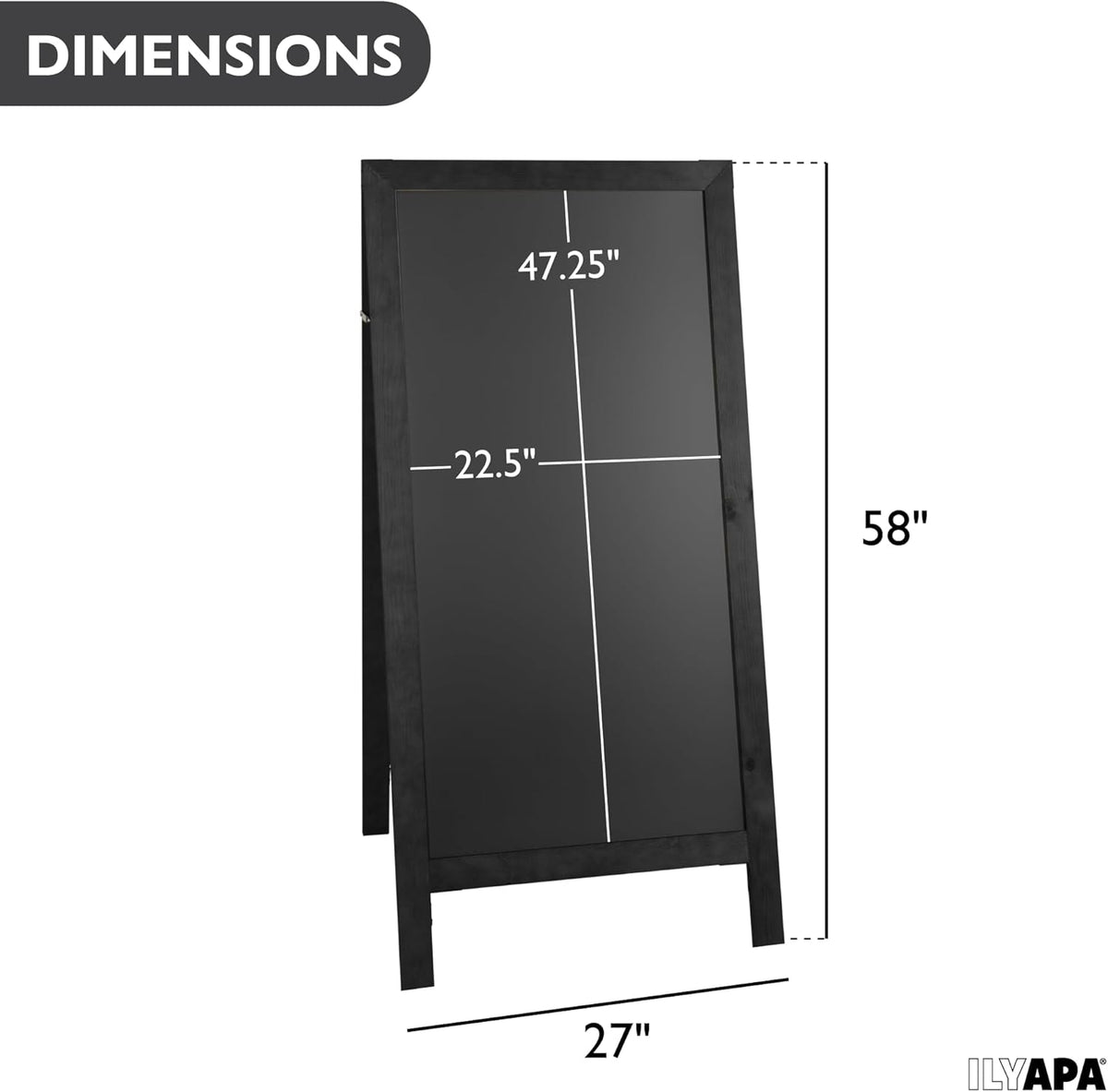 Ilyapa A-Frame Chalkboard Sidewalk Sign - 58 x 27 inches, Folding Standing Sandwich Sign – Sturdy