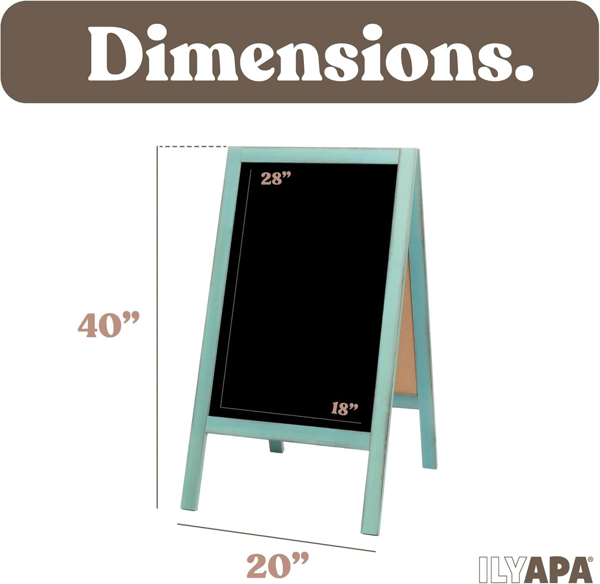 Ilyapa Wooden A-Frame Sign with Eraser & Chalk - 40 x 20 in Magnetic Sidewalk Chalkboard