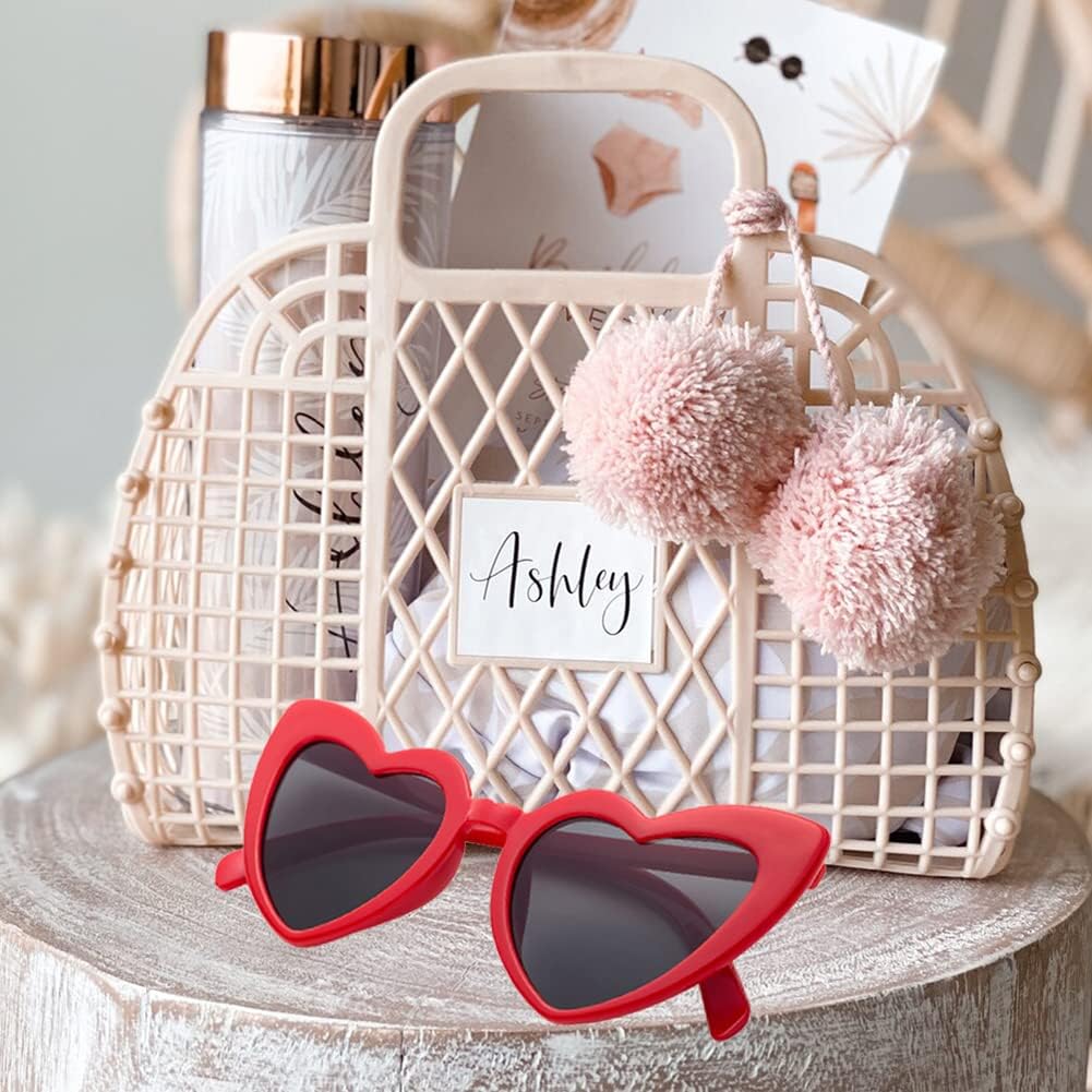 Bachelorette Party Favor Sunglasses 6 Pack,Retro Cat Eye Heart Sunglasses for Women,Bridesmaid