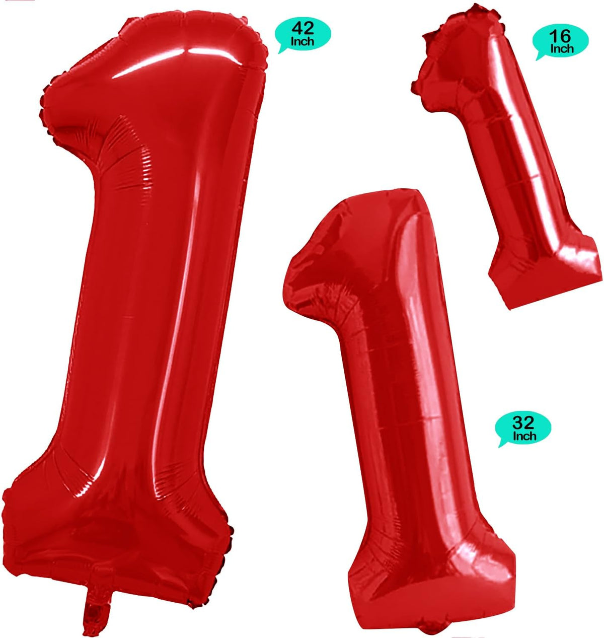 GOER Red Foil Balloons Number 1,Huge Number Balloons for 1st Birthday Party Supplies Anniversary