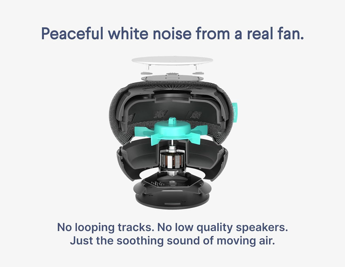 SNOOZ Smart White Noise Sound Machine - Real Fan Inside for Non-Looping White Noise, Sleep Aid for