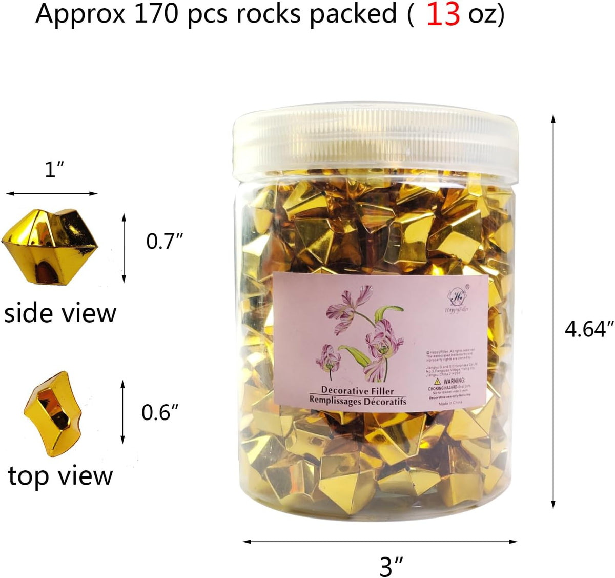 HappyFiller Fall Christmas Decoration Fake Gold Nuggets Faux Ice Rocks Cubes Acrylic Gems Pirate