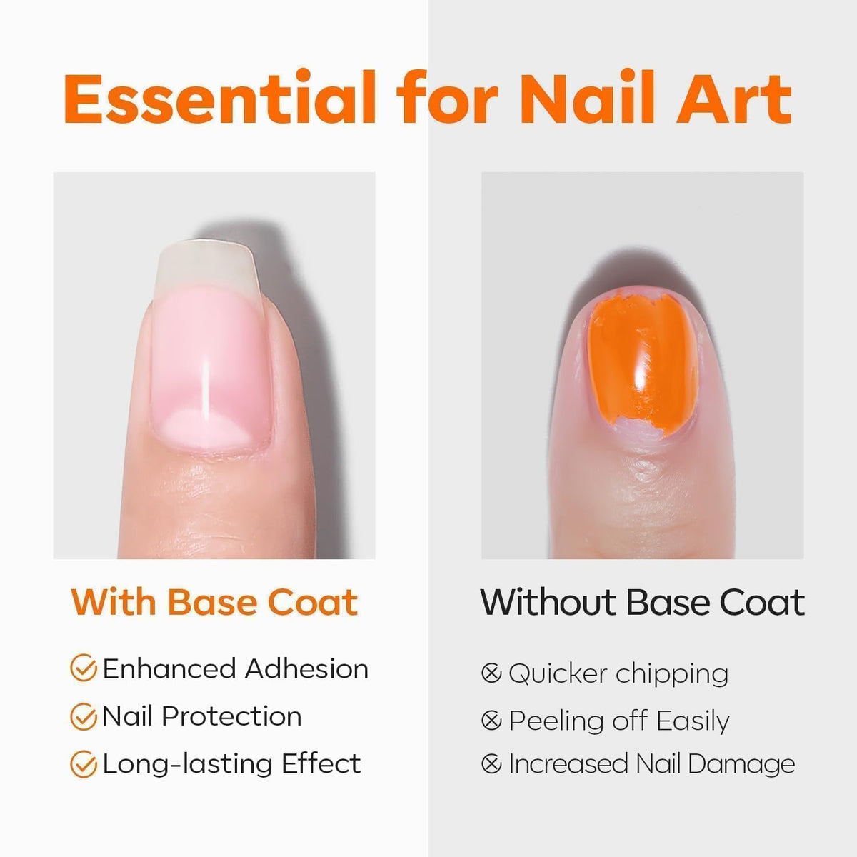 modelones Hema-Free Gel Base Coat, No Wipe Base Coat Gel Nail Polish Hypoallergenic Clear Color