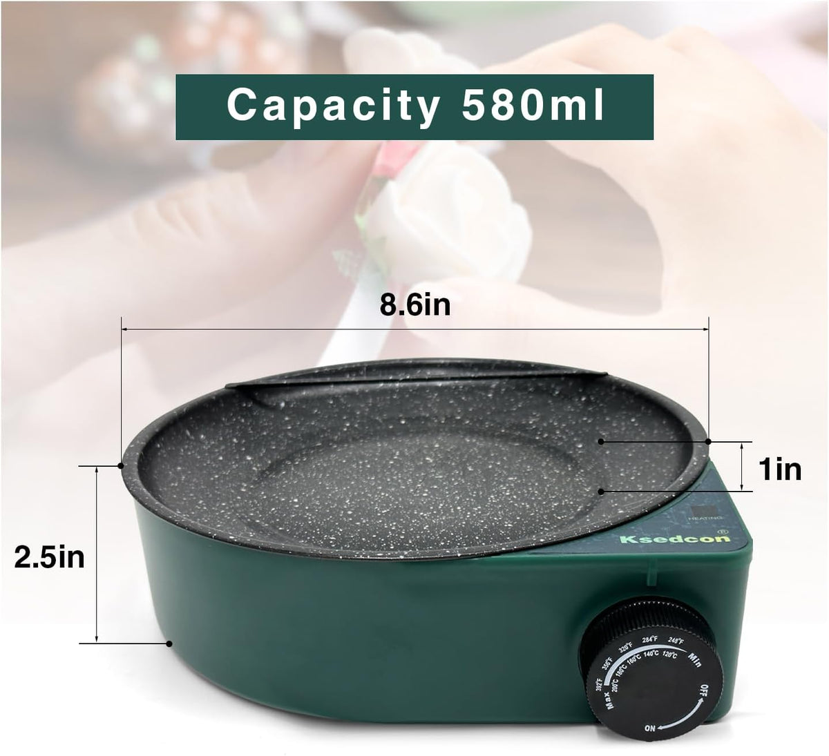 Floral Glue Pot Skillet for Crafts, Temperature Control Gage 212°F-392°F, 8.25in Diameter, Melting