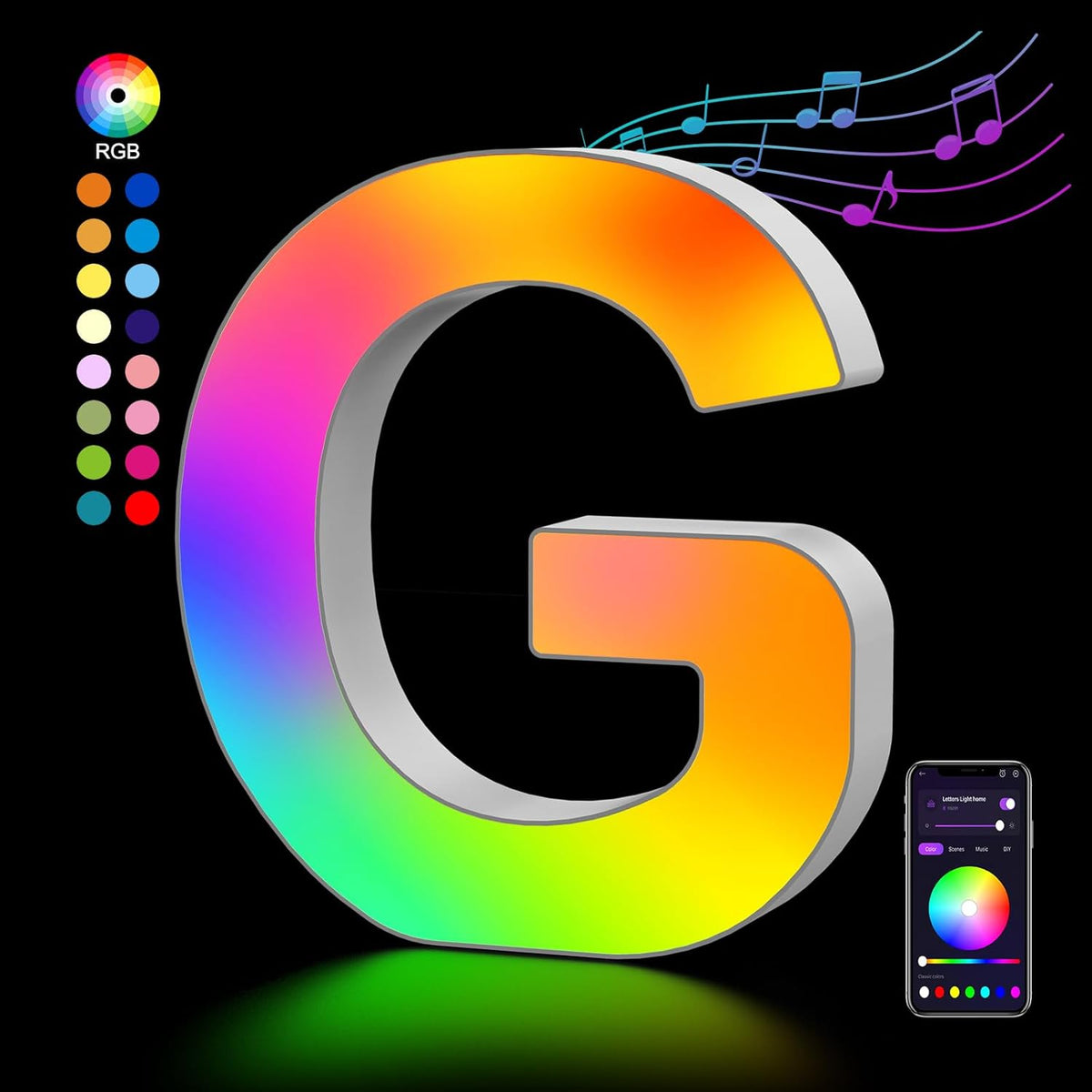 OJQ Light Up Letters LED Letter - Marquee Letters Room Decor Alphabet Letter Music Sync Color