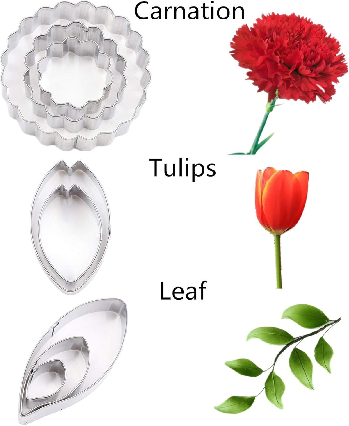 7set Stainless Steel Gum Paste Fower Cutter Set Fondant Flower Leaves Cutter Sugarcraft Cookie