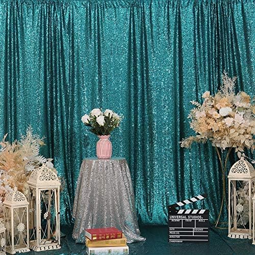 Eternal Beauty Teal Sequin Backdrop, 10x10 Ft Glitter Background Curtains for Shimmer Photography