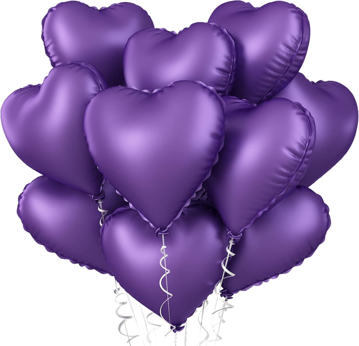 Purple Heart Balloon, 10PCS Purple Foil Heart Balloons, 18inch Metallic Purple Heart Shape Foil