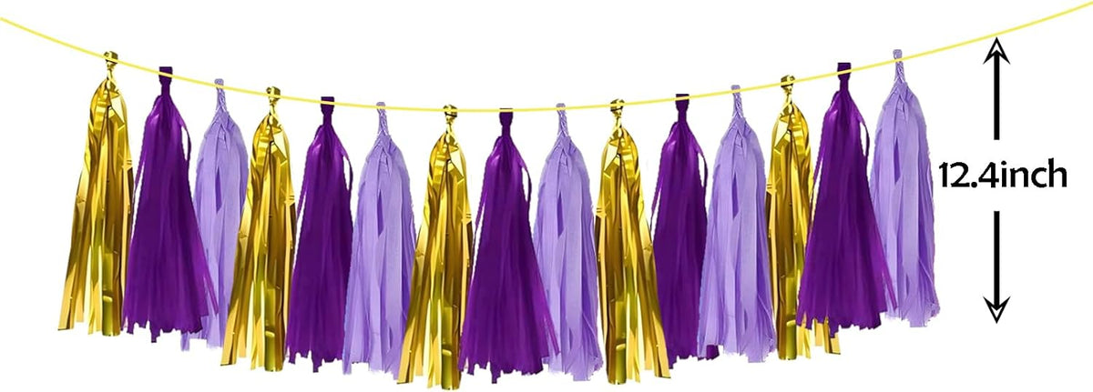 ZOOYOO Shiny Tassel Garland Tissue Paper Tassel Banner Table Decor,DIY Kits for