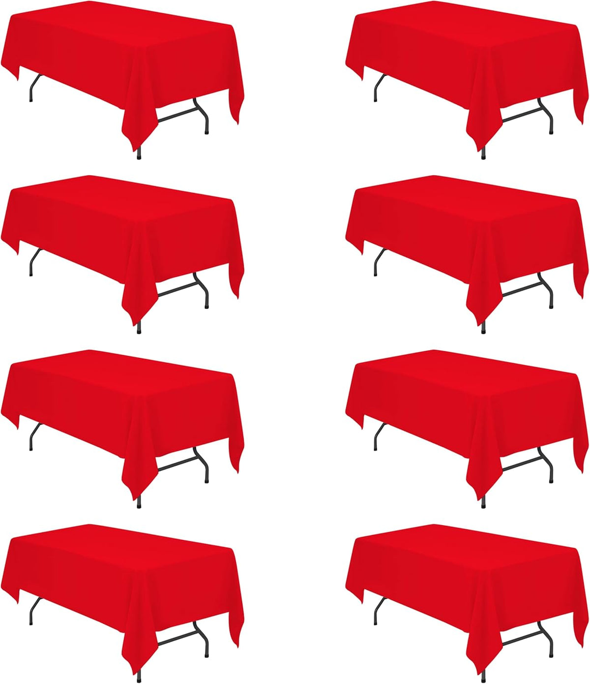 BRILLMAX 8 Pack Red Tablecloths for 6 Foot Rectangle Tables 60 x 102 Inch - 6ft Rectangular Bulk