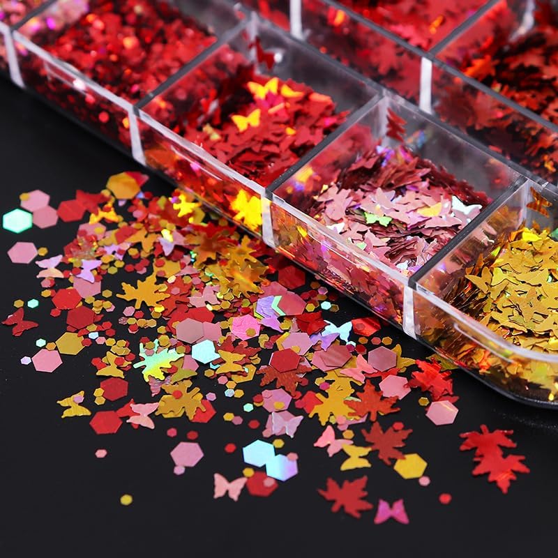 Maple Leaves Confetti,2000pcs Fall Leaves Party Table Decorations Scatter Foil Confetti for Autumn