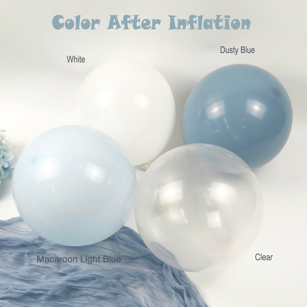 NUTTYBASH Dusty Blue Balloon Arch Kit Light Blue White Balloon Garland Kit