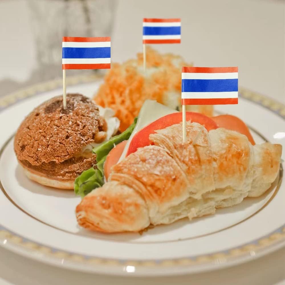 Thailand Flag Thai Flag, Small Mini Thailand Toothpick Flags for Food, Cupcakes, Cocktails