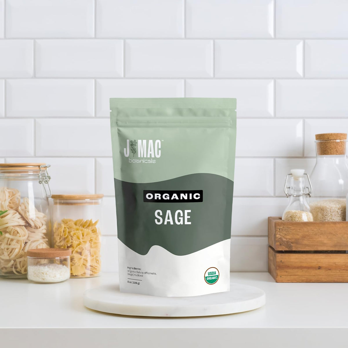 J Mac Botanicals, Organic Rubbed Sage (4 oz), Certified USDA Organic, Dried Rubbed Sage Leaf.