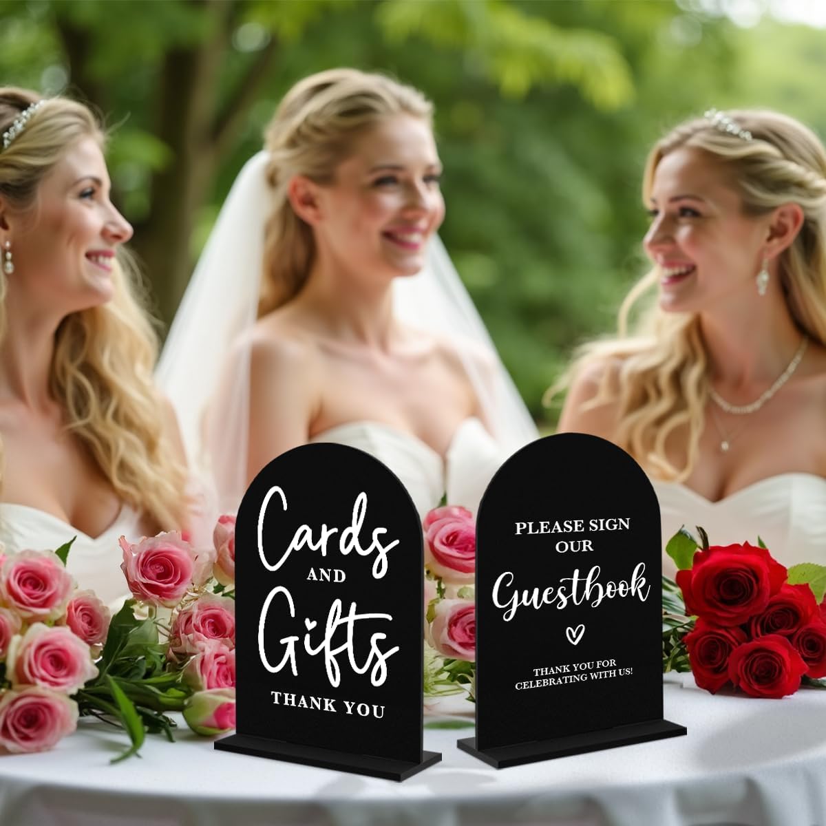 2 Pcs Acrylic Wedding Signs for Ceremony and Reception, Bridal Shower Decorations, Cards and Gifts