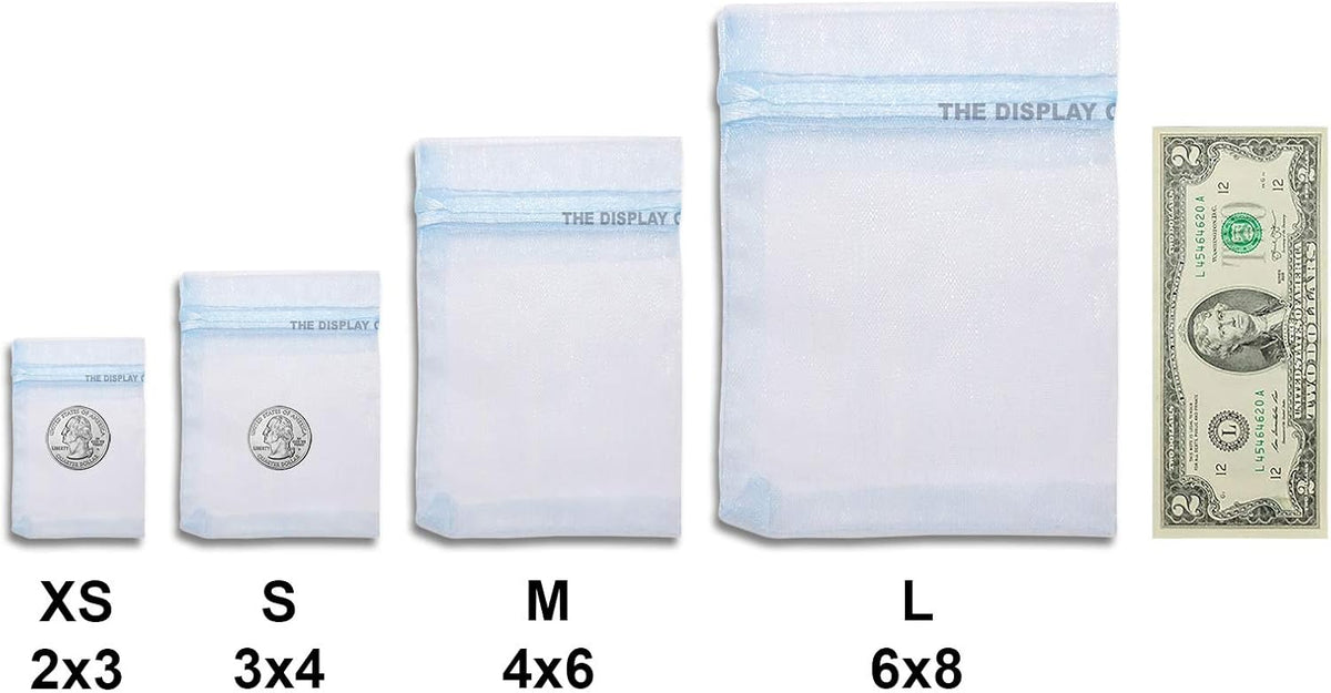 TheDisplayGuys 48-Pack 6x8 Blue Sheer Organza Gift Bags with Drawstring, Goodie Bags for Jewelry