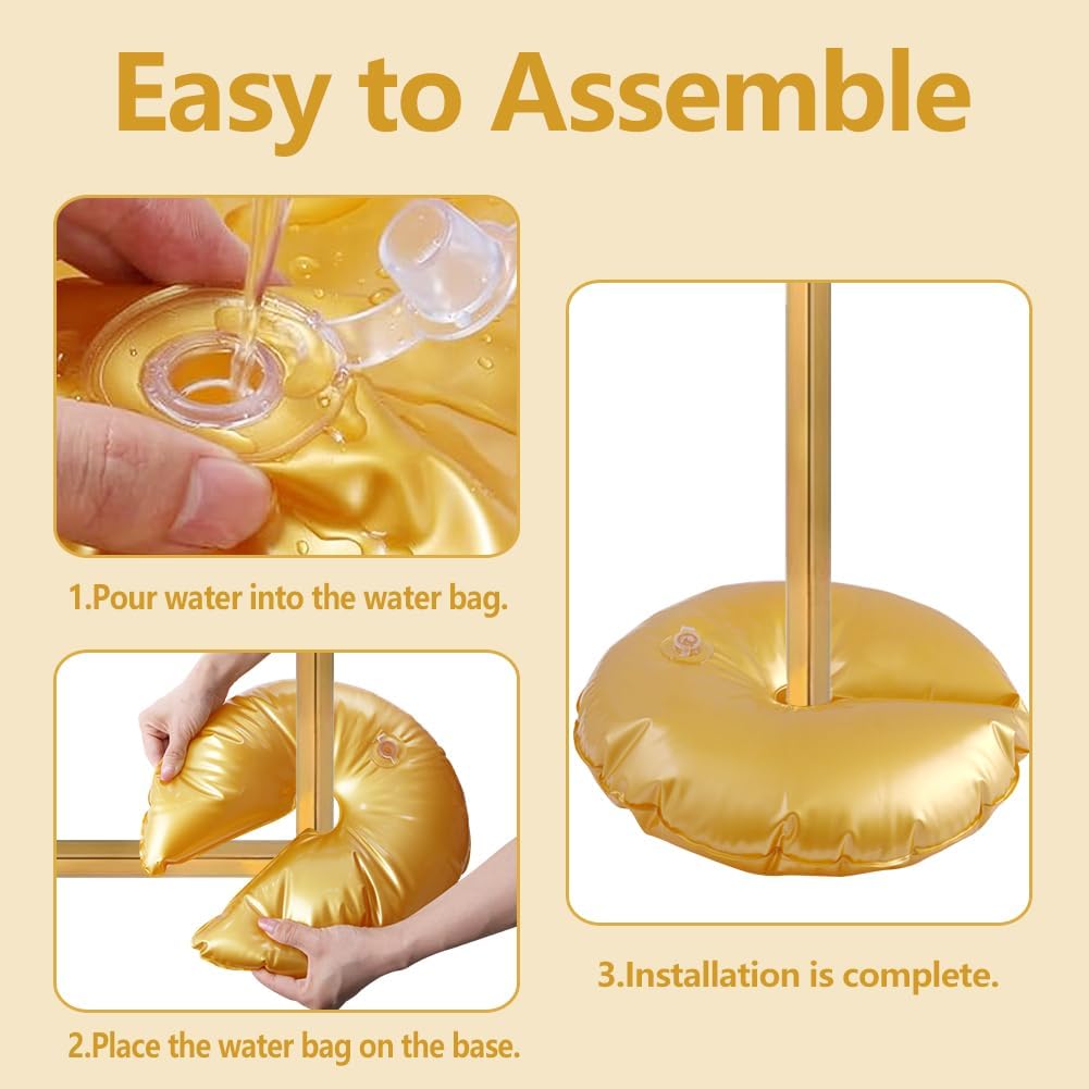 8 Pack Golden Water Bag for Wedding Arch Stands, Heavy Duty Water-Filled Base Weights for Party