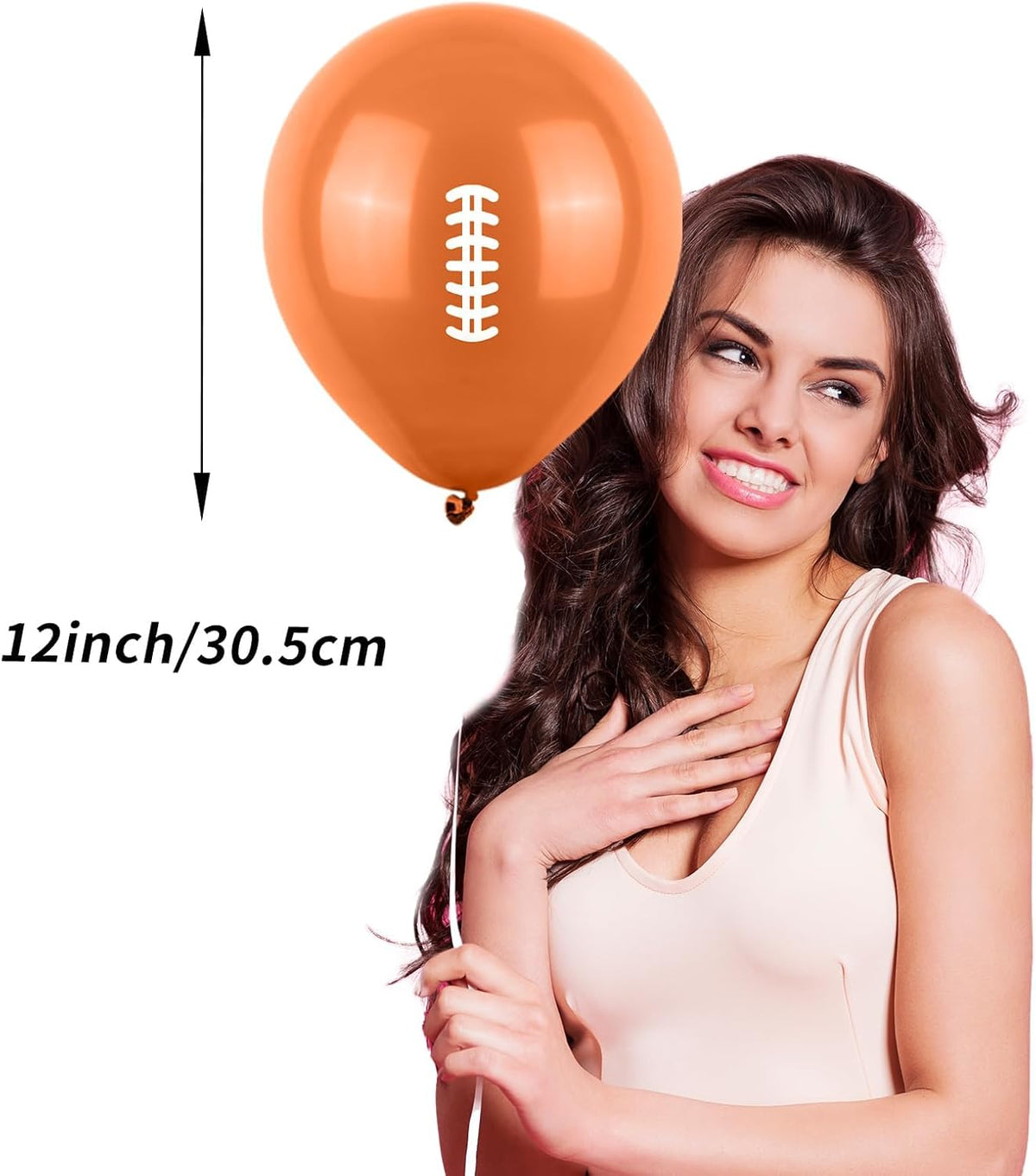 12 Inch Football Printed Party Balloons - Dark Green, Black, Beige - Boys Sports Birthday Party