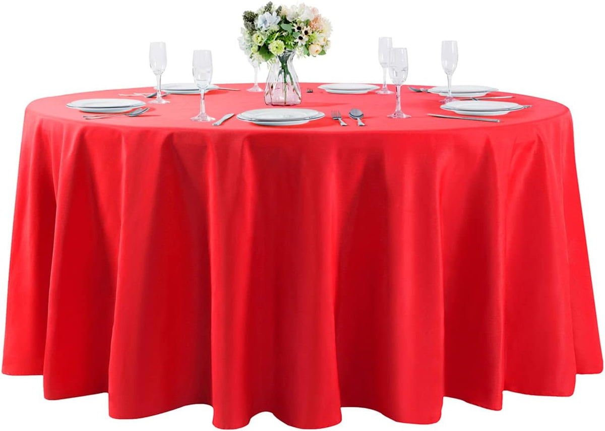 Cupuamon 108 inch Round Tablecloth Washable Polyester Table Cloth Decorative Table Cover for