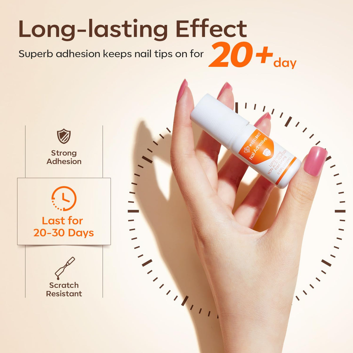 Modelones Nail Glue for Press Ons, Press On Nails and Acrylic Nails, 10 ML Super Strong Long