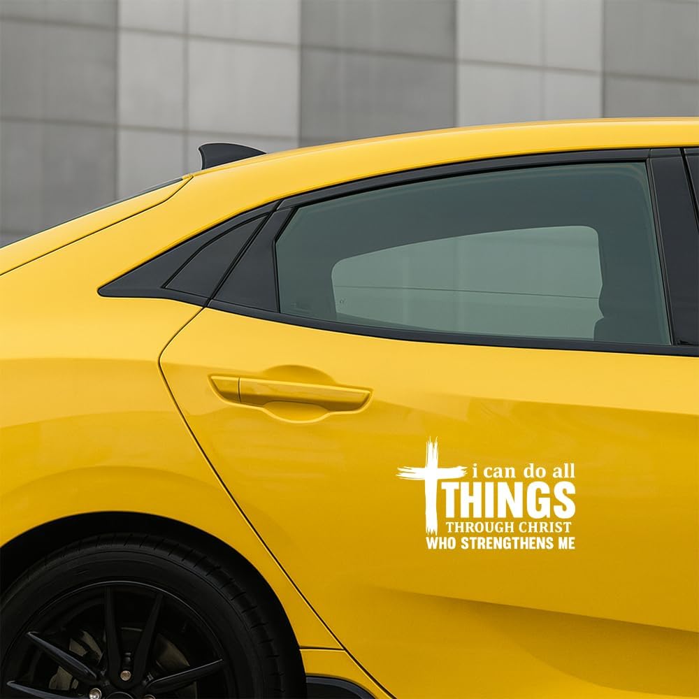 I Can Do All Things Through Christ Vinyl Decal 7x4.5in – Bible Verse Sticker Philippians 4:13