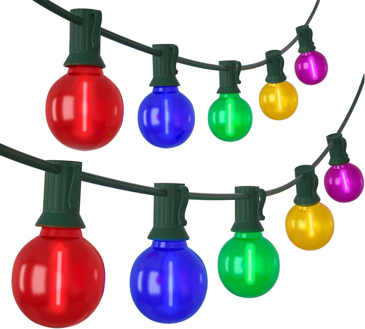SUNSGNE 25FT LED Colored Christmas Lights with 25 G40 LED Shatterproof Frosted Multicolor Globe