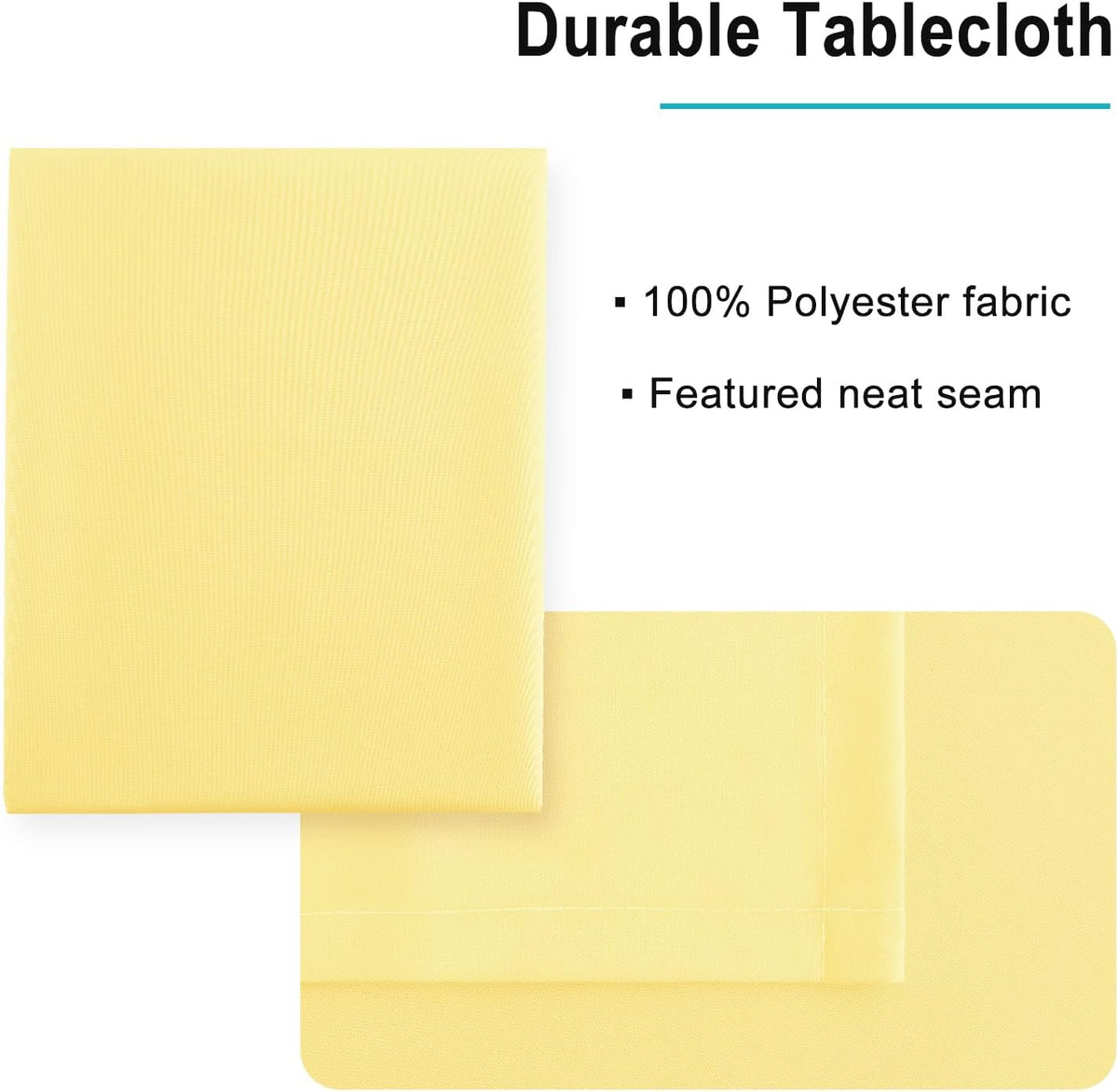 Hiasan Rectangle Tablecloth Light Yellow - Wrinkle Resistant and Waterproof Washable Polyester
