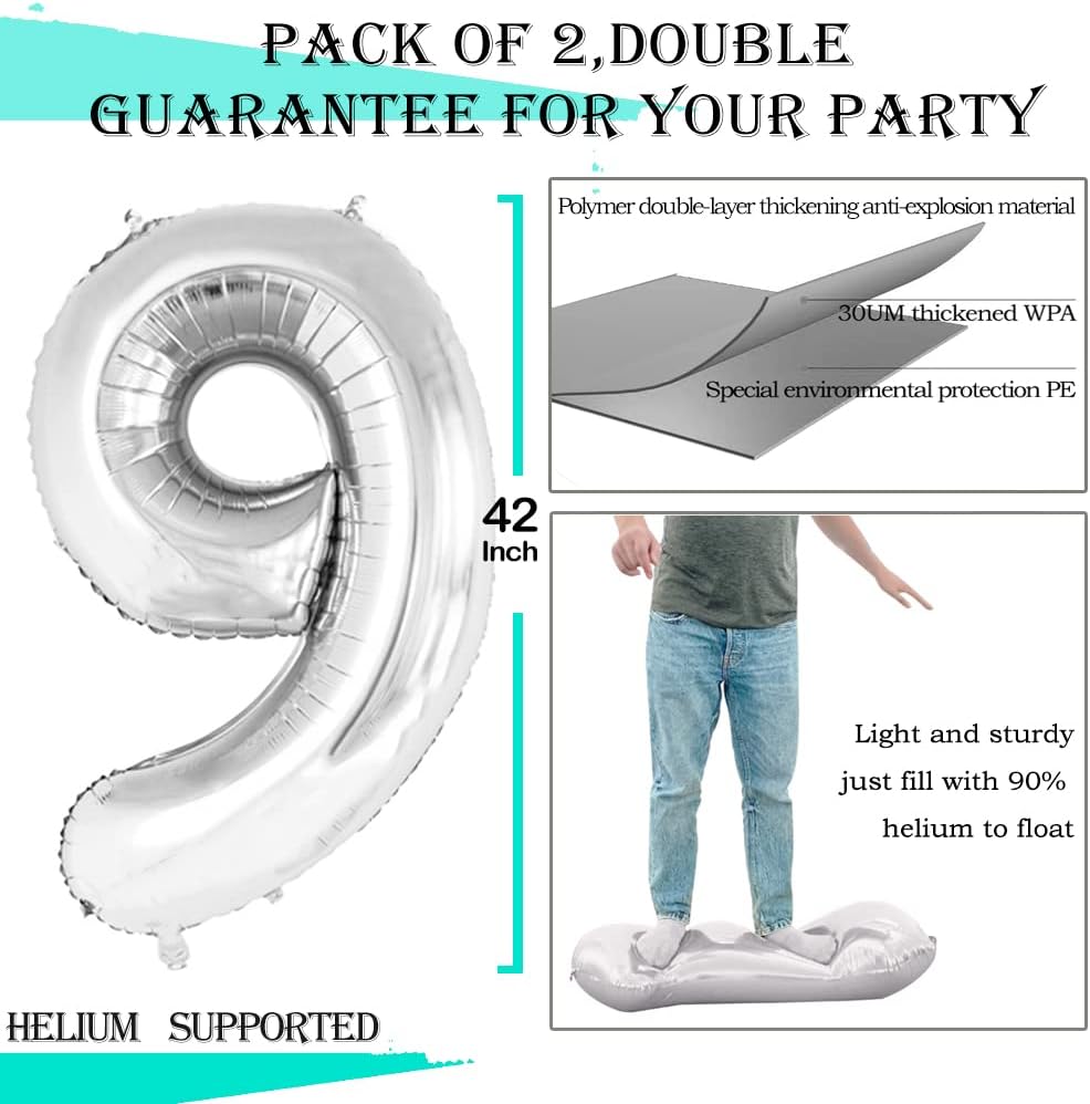 GOER Number 19 Balloons for 19th Birthday Sweet 19 Party Decorations,42 Inch Jumbo Foil Helium 91
