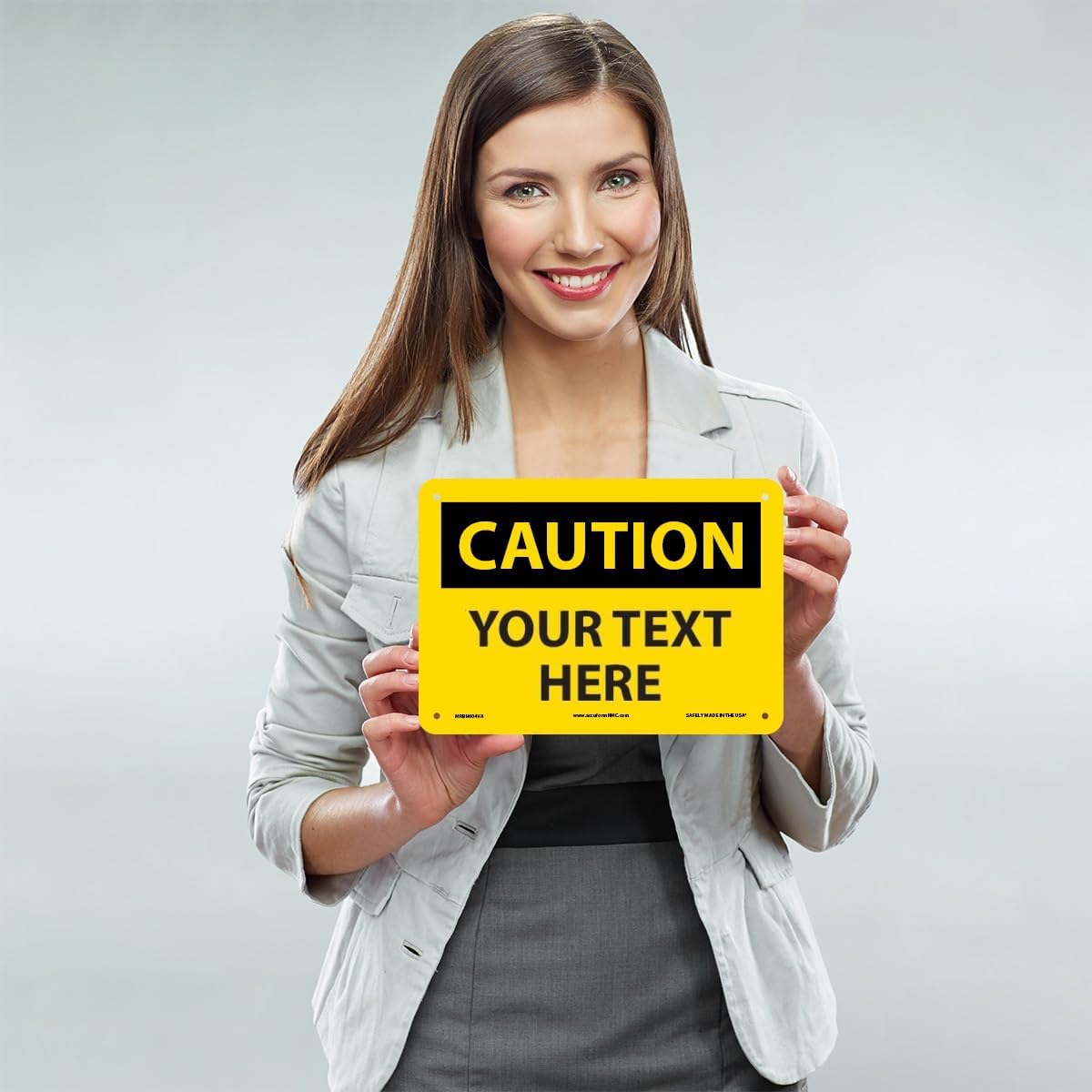 AccuformNMC Custom OSHA Style Caution Sign 7 x 10 Inches Aluminum Safety Sign, Customizable "Your
