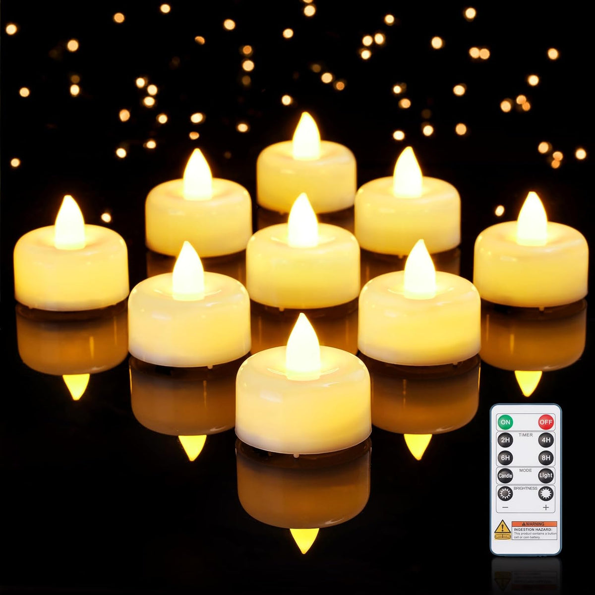 Amagic 12 Pack Remote Candles, Tea Lights with Timer, 400+Hours Flickering Flameless Battery