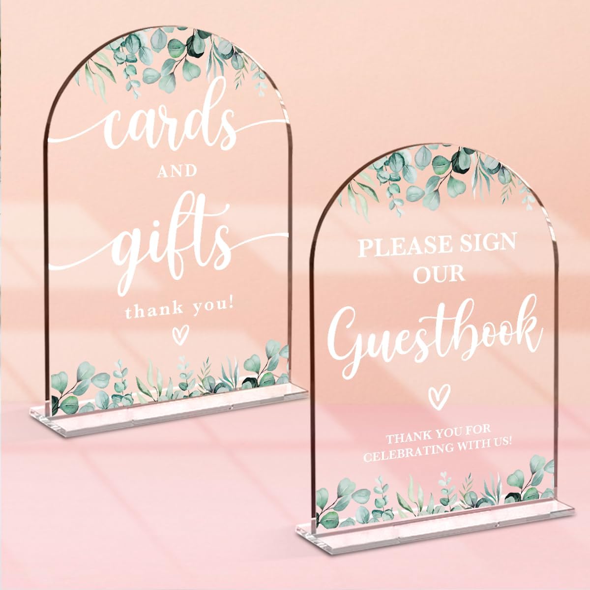 2 Pcs Acrylic Wedding Signs for Reception, Bridal Shower Decorations, Cards and Gifts Signs, Guest