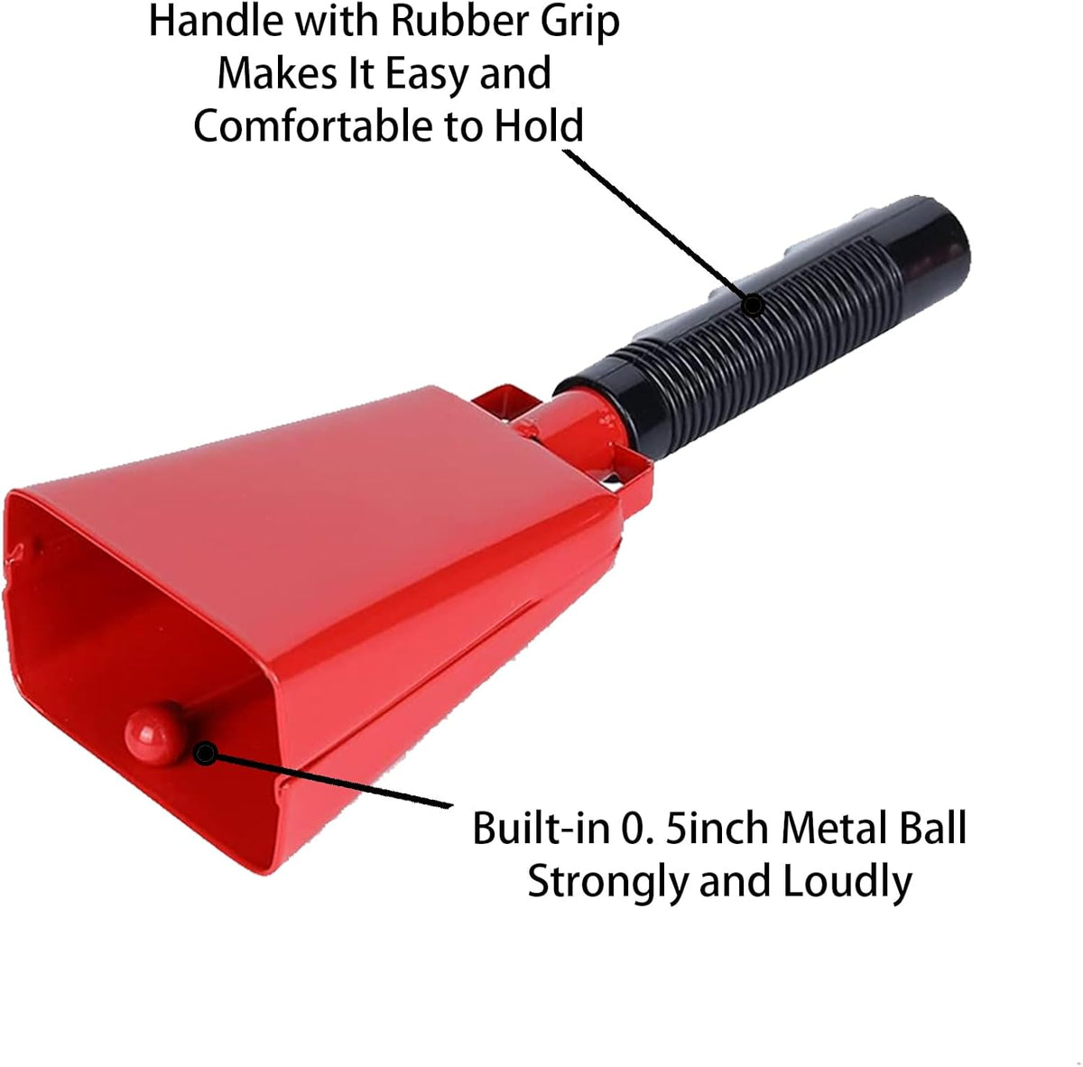 Steel Cowbell with Handle 8 Inch Cow Bells Noise Makers, 2 Pack Large Cowbells for Sporting Events