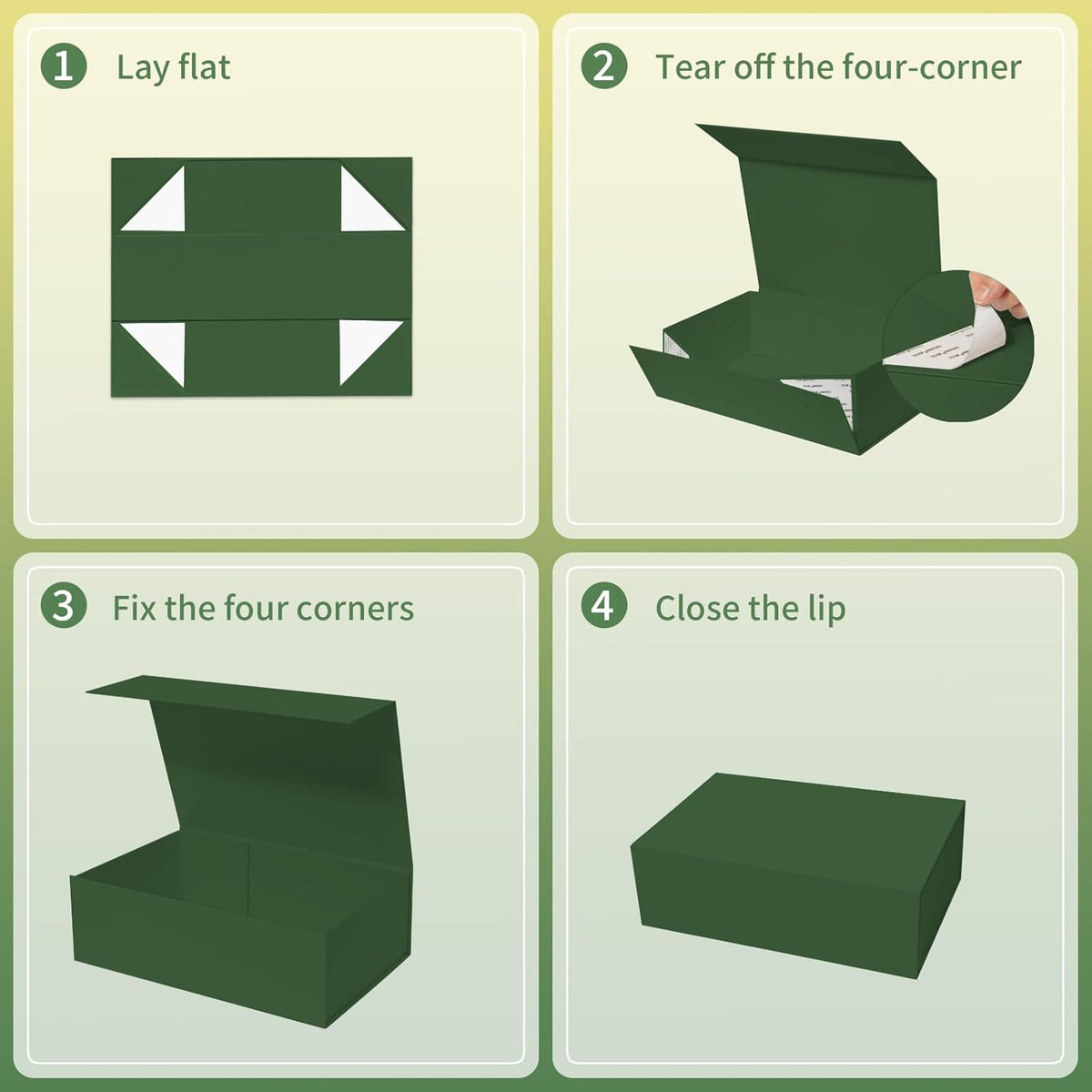 Rinrda Large Green Gift Box,13.75"x9"x4.5", Gift Boxes with Magnetic Lids for Presents Closure Gift