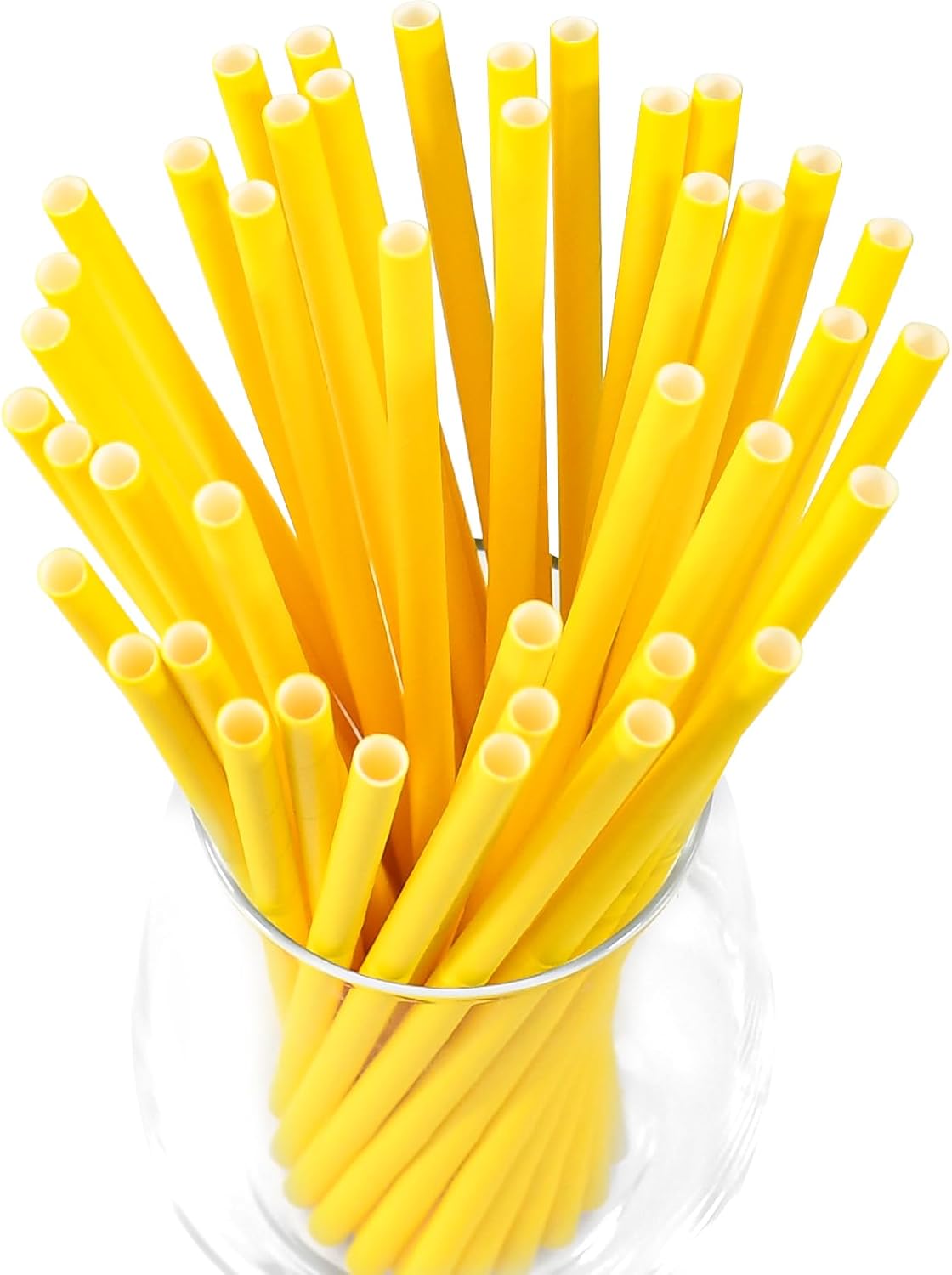 Solid Yellow Disposable Paper Drinking Straws 7.75 inch 100 Counts - for Beverage, Birthday, Party