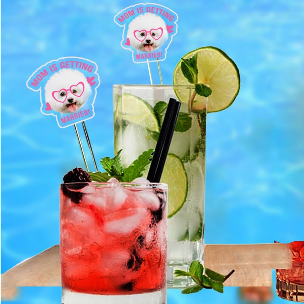 Custom 50 Pcs Double-Sided Wedding Pet Stir Sticks, Personalized Dog Cat Stir Stick, Acrylic