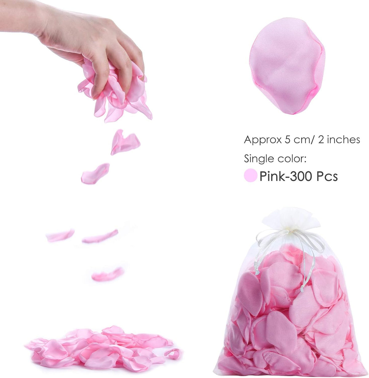 300pcs Silk Rose Petals Pink Artificial Flower Petals for Wedding Flower Girl Basket Table